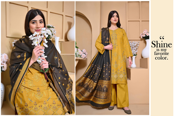 Premium Dhanak Suit 3 Piece | Mustard